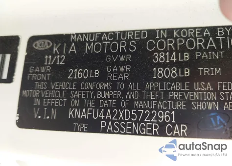 2013 Kia Forte Ex из США, поврежденный, VIN KNAFU4A2XD5722961